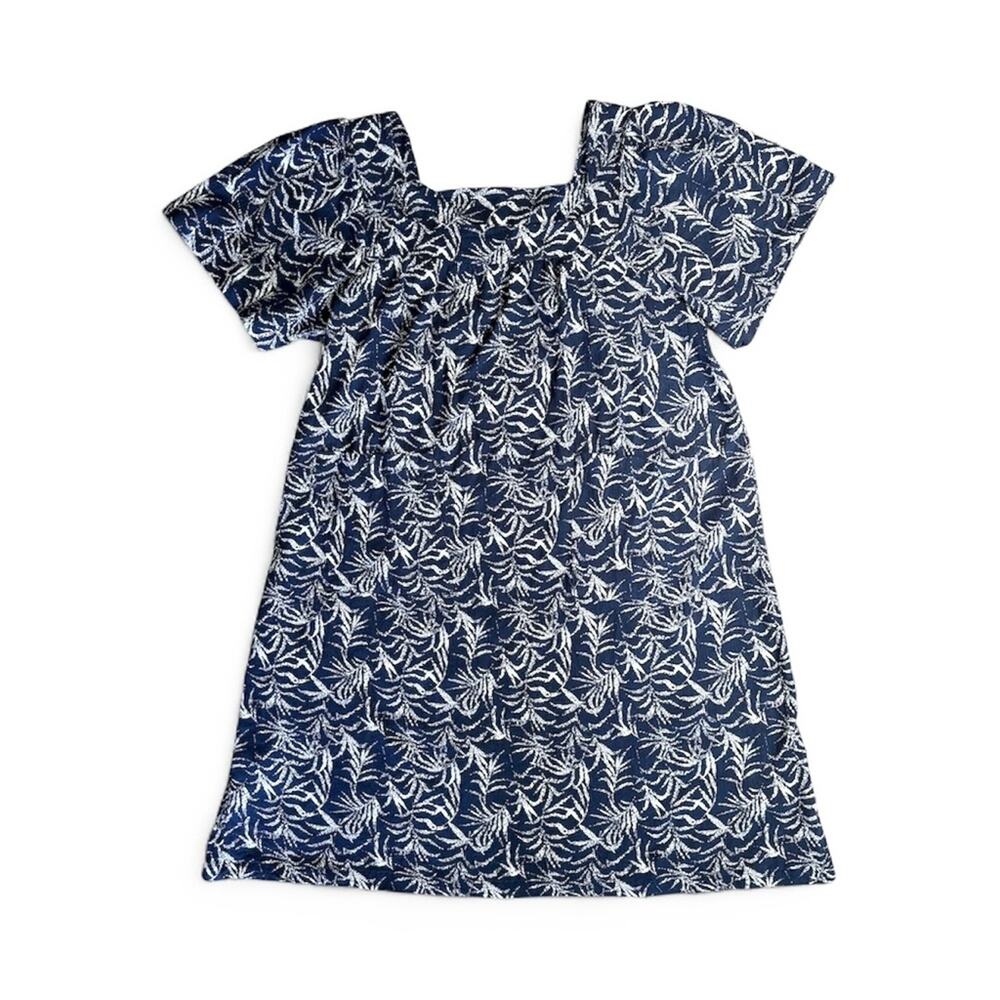 THE VERMONT COUNTRY STORE Women’s Navy Leaf Print Midi Muumuu Dress
